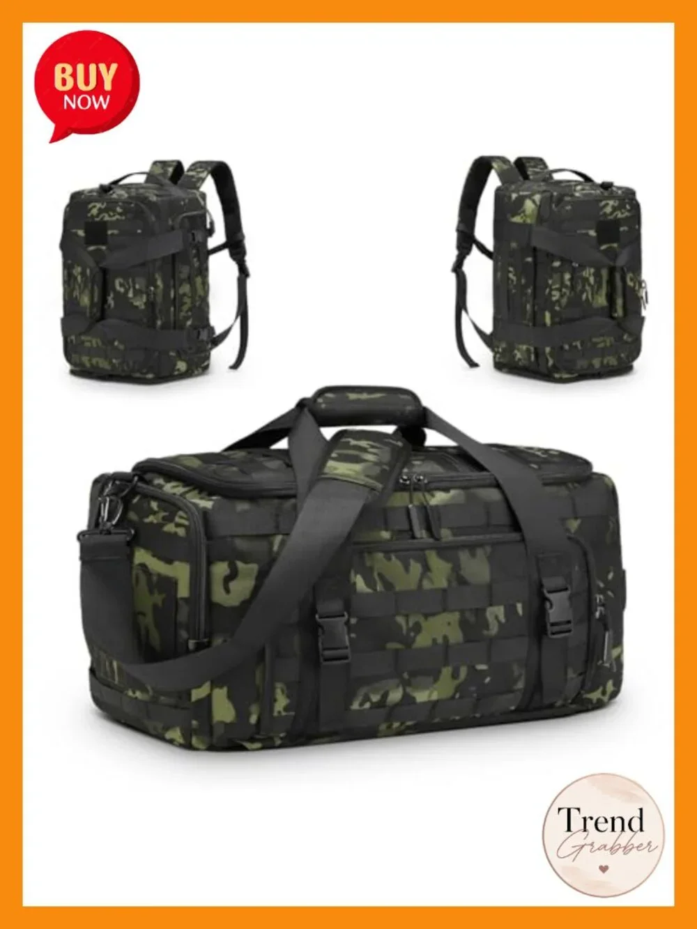 Convertible Duffel Backpack 38L 3-in-1 Nylon Insulated Bottom Laptop Sleeve